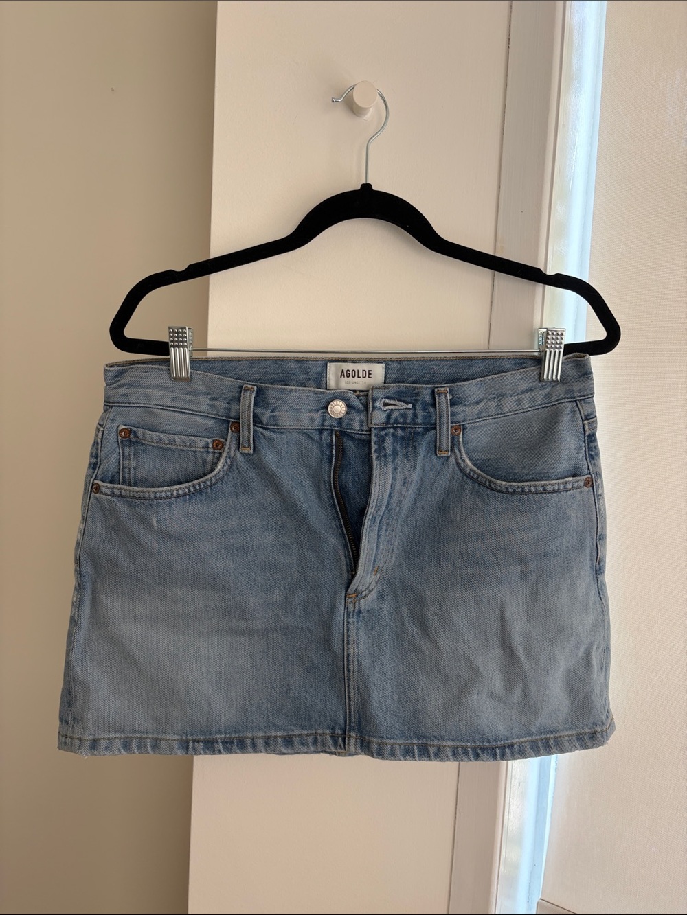 Agolde Light Denim Mini Skirt